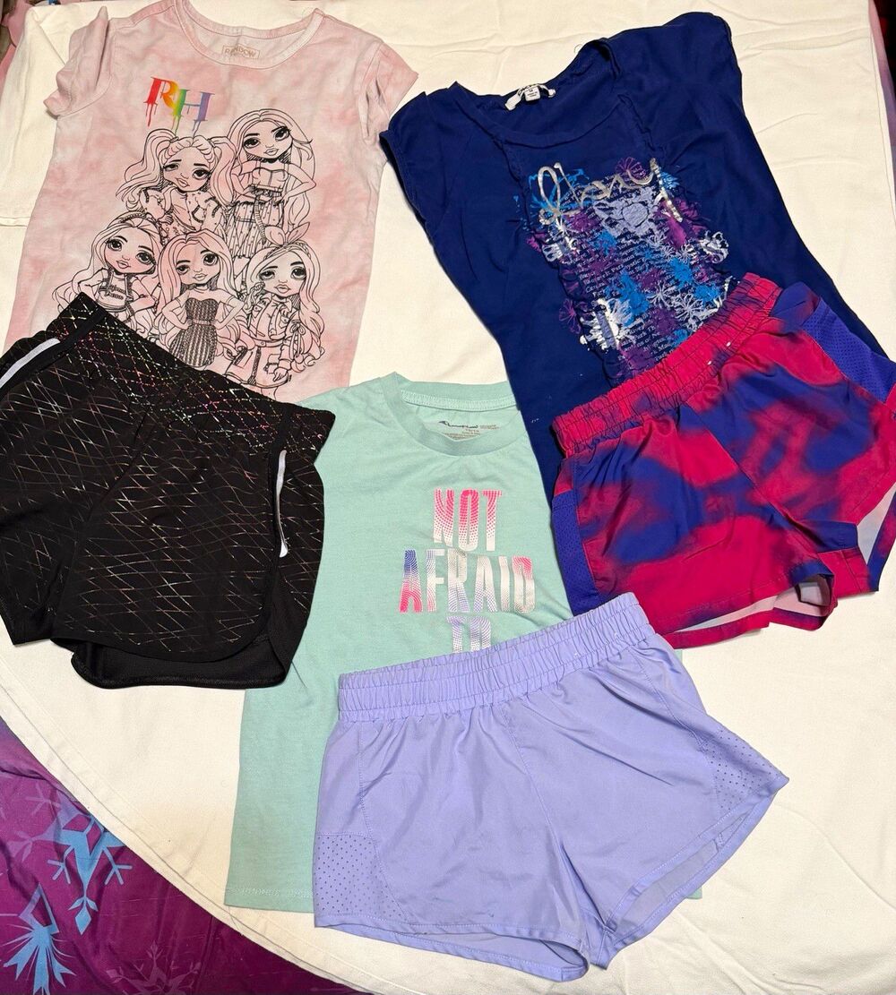 Champion DKNY Rainbow High Baby Girl Clothing Lot 4pc Graphic Print Size 10/12